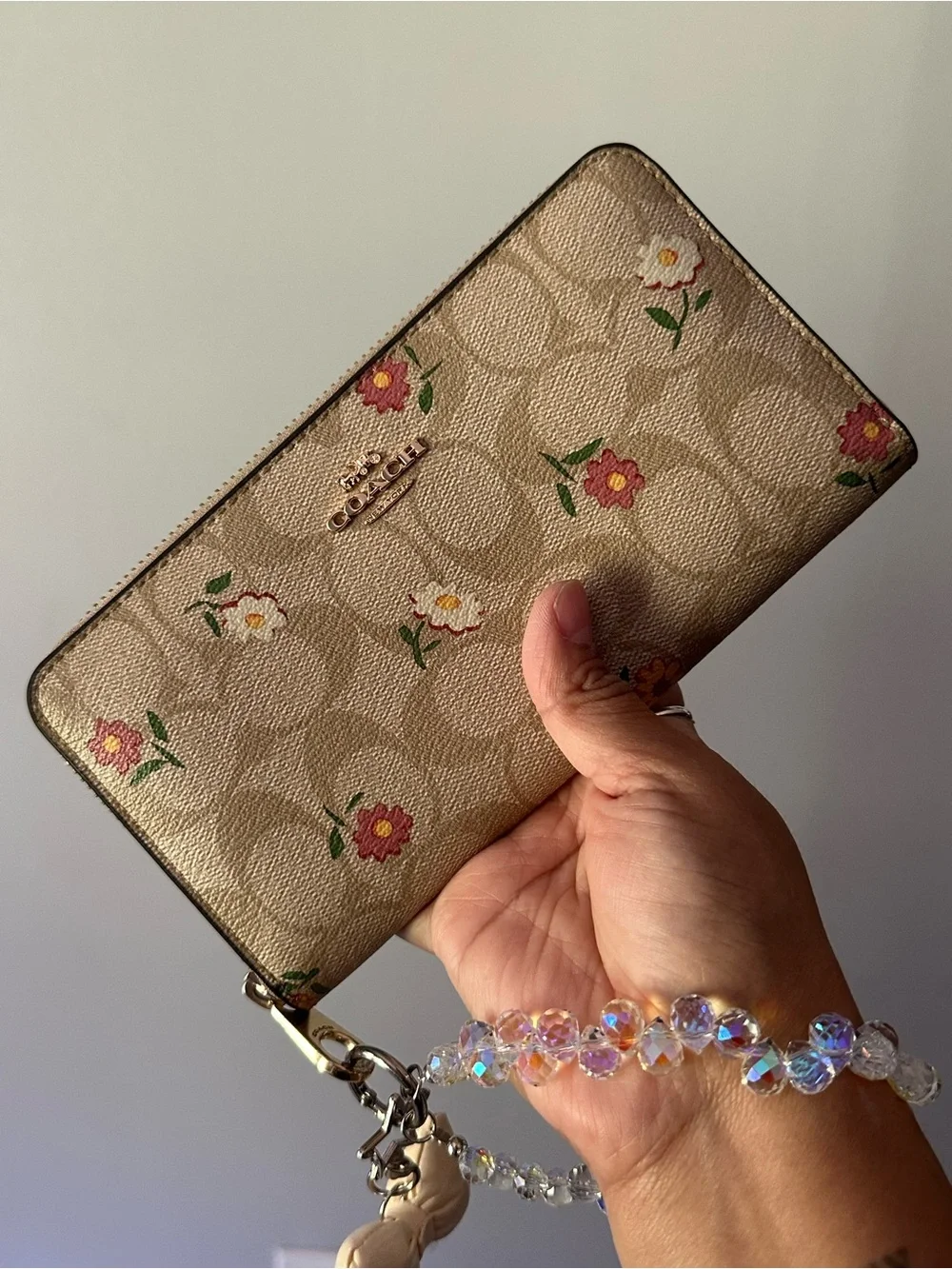 Coach Accordion Zipper Around Wallet with floral Print
